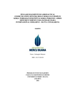 PENGARUH KOMPETENSI AERONAUTICAL COMMUNICATION OFFICER, BEBAN KERJA DAN ...